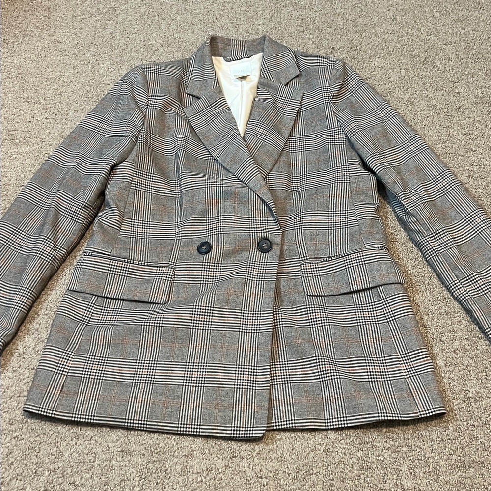H&M Double-Breasted Glen Plaid Blazer. Size 8.